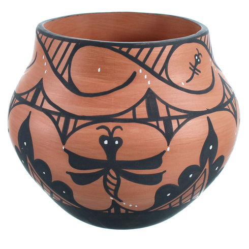 Hand Crafted Dragonfly And Deer Zuni Pottery By Artist Darla Westika RX117973